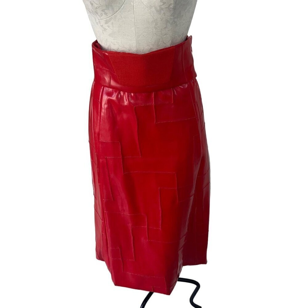 Ronald Amey Vintage Womens Skirt and Top Set Size XS Red Pockets Couture Wool - Picture 6 of 10